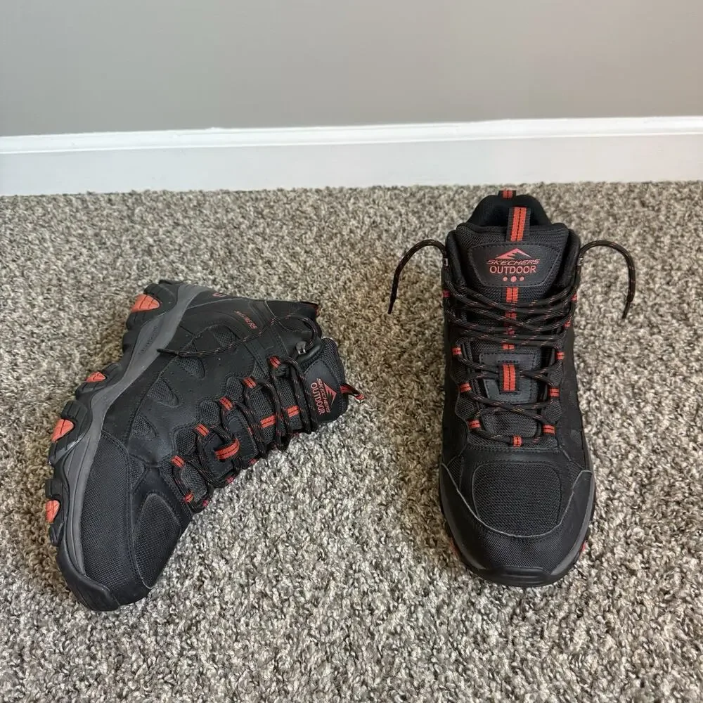 Skechers Outdoor Pine Trail Gotera Hiking Boots Men's 12 Black Leather/Textile